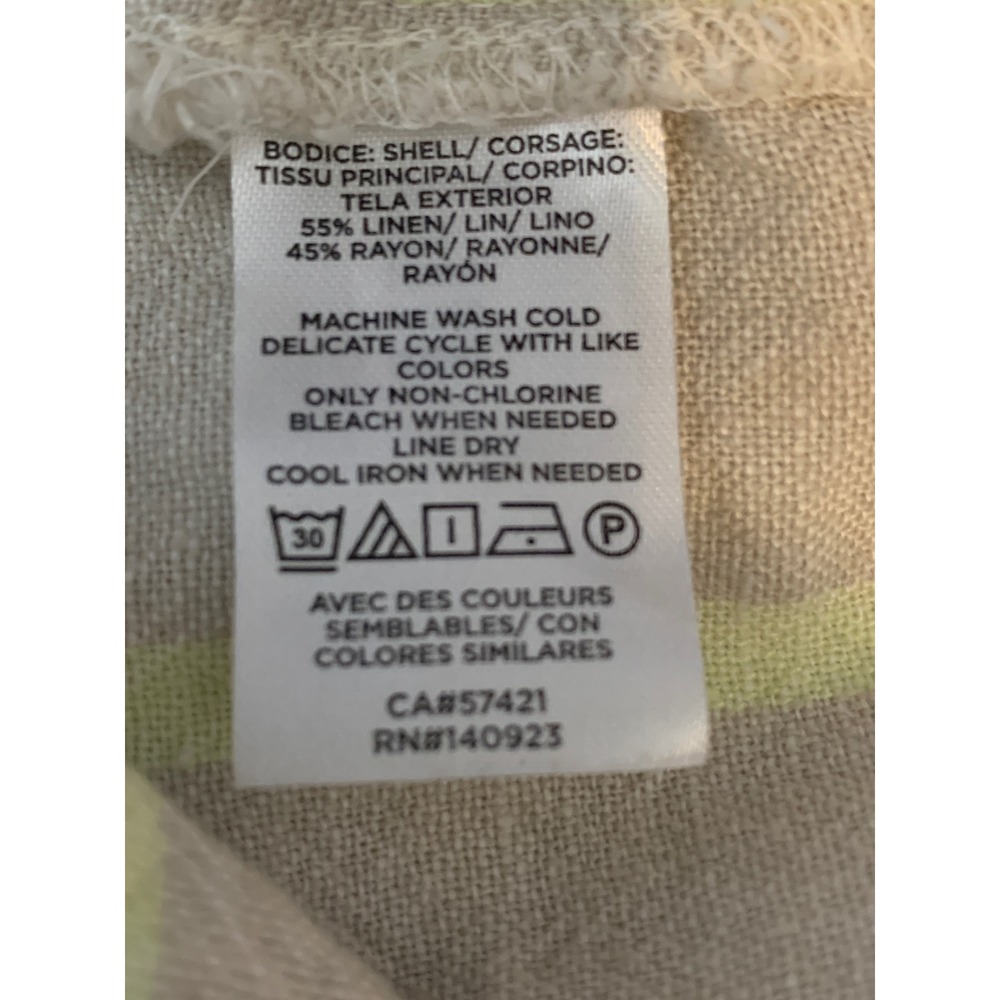 Loft Outlet Womens Linen Blend Striped Camisole Tank Top Beige Neon Yellow L - Picture 6 of 6